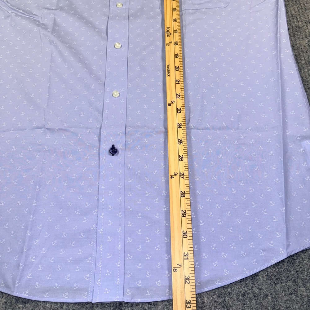 Tommy Hilfiger Mens Regular Fit Non-Iron Anchor Print Shirt Blue Large 16 34/35 - Picture 6 of 9